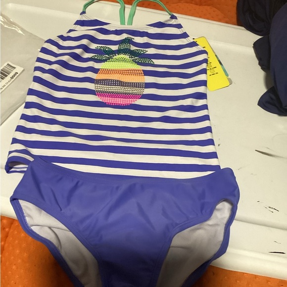 Girls'‎ Tankini Summer Rash Guard Bathing Suits Two Piece Swimsuit Shorts XL - Picture 2 of 5